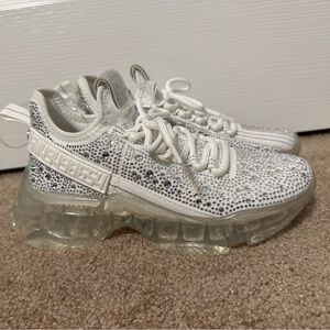 Steve Madden White and Silver Sneakers Size 6
